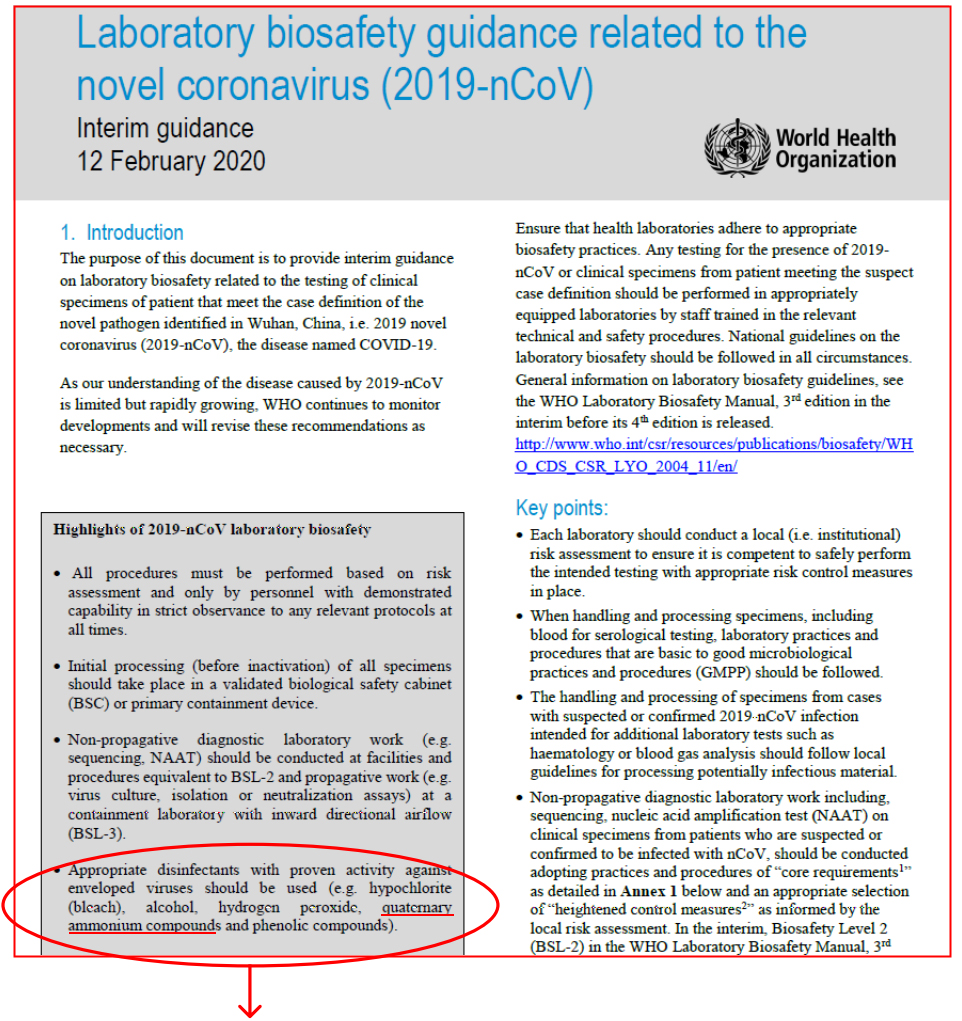 Laboratory biosafety guidance related to corona virus disease(COVID-19)